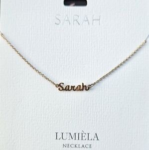 🌸 SARAH Script Name Chain Goldtone Necklace 🌸
